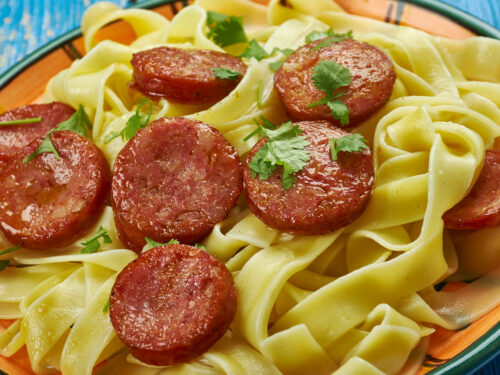 Creole,carbonara,,,recipe,for,italian,carbonara,and,creolize,andouille